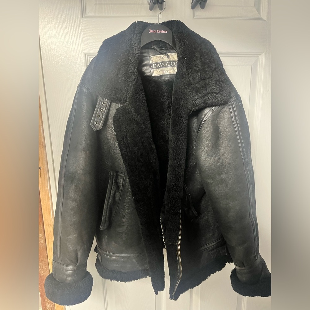 Black Shearling Leather Jacket